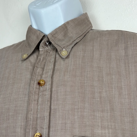 Brooks Brother Button Up Men Large Sport Shirt Brown Long Sleeve Adult Casual - Picture 4 of 11